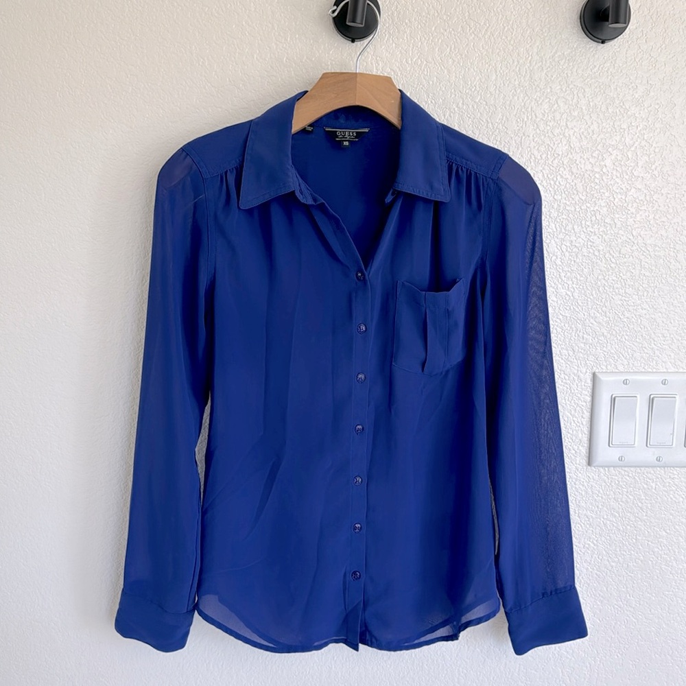 GUESS chiffon button down blouse